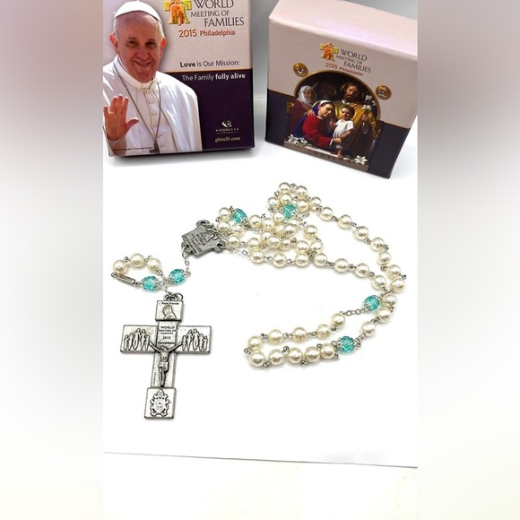 Pope Francis FAMILIES 2015 ROSARY Philadelphia Ghirelli murano glass style - Picture 6 of 9